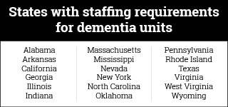 States with staffing requirements for dementia units States with staffing requirements for dementia units