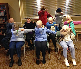 Residents of Piedmont Crossing do the "Panther Dab." Residents of Piedmont Crossing do the "Panther Dab."