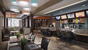 First-floor amenities will include a new bistro dining venue, convenience store and library. First-floor amenities will include a new bistro dining venue, convenience store and library.