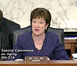 Sen. Susan Collins delivers her opening remarks April 27. Sen. Susan Collins delivers her opening remarks April 27.