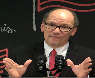 Secretary of Labor Thomas E. Perez discusses the final overtime rule at a May 18 press conference in this McKnight's Senior Living file photo. Secretary of Labor Thomas E. Perez discusses the final overtime rule at a May 18 press conference in this McKnight's Senior Living file photo.