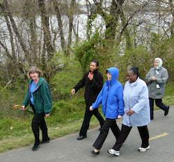 Walkers enjoy a path in Arlington County, VA. Walkers enjoy a path in Arlington County, VA.