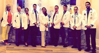 Mariana Dangiolo, M.D., center, poses with UCF medical students at Watercrest of Lake Nona. Mariana Dangiolo, M.D., center, poses with UCF medical students at Watercrest of Lake Nona.