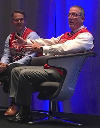 Daniel Ogus, right, EVP and COO of Cornerstone Affiliates, discusses catering operations during a session at the NIC fall conference. Daniel Ogus, right, EVP and COO of Cornerstone Affiliates, discusses catering operations during a session at the NIC fall conference.