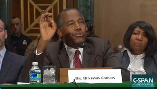 Ben Carson, M.D., testifies at the Senate Banking, Housing and Urban Affairs Committee hearing. Ben Carson, M.D., testifies at the Senate Banking, Housing and Urban Affairs Committee hearing.