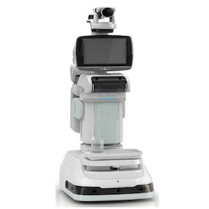 The HomeMate robot is about four feet tall and has a robotic arm, web camera and LCD screen. It can play audio and be instructed to move via remote control. (Photo courtesy of S. Shyam Sundar, Ph.D.) The HomeMate robot is about four feet tall and has a robotic arm, web camera and LCD screen. It can play audio and be instructed to move via remote control. (Photo courtesy of S. Shyam Sundar, Ph.D.)