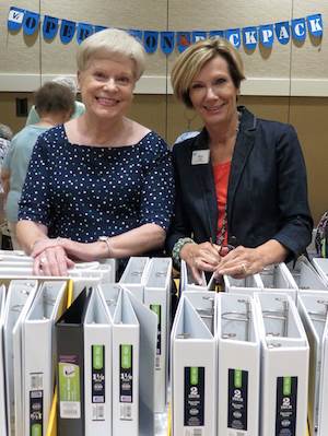 Vi at Bentley Village resident Louise Owens, left, and Executive Director Penny Smith were among those helping fill backpacks with school supplies for area kids at a recent Operation Backpack event. Vi at Bentley Village resident Louise Owens, left, and Executive Director Penny Smith were among those helping fill backpacks with school supplies for area kids at a recent Operation Backpack event.