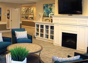 The A Knew Day living room at Pathway to Living's Aspired Living of Westmont will be a setting for Spark of Life programming. The A Knew Day living room at Pathway to Living's Aspired Living of Westmont will be a setting for Spark of Life programming.