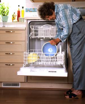 Users can fill a universally designed raised dishwasher from a wheelchair or when standing but not bending as much as otherwise would be necessary. Photo: Center for Universal Design Users can fill a universally designed raised dishwasher from a wheelchair or when standing but not bending as much as otherwise would be necessary. Photo: Center for Universal Design